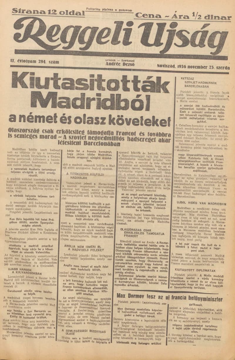 Reggeli Újság, 17. évf. 1936. november 25. 294. sz.