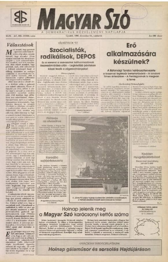 Magyar Szó, 49. évf. 1992. december 24. 352. sz. 1–16. oldal
