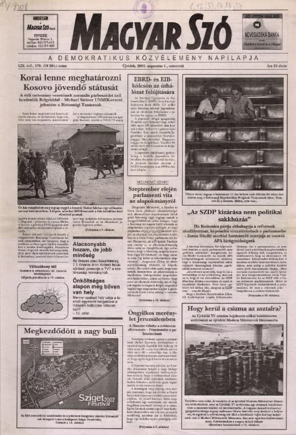 Magyar Szó, 59. évf. 2002. augusztus 1. 178. sz. 1–16. oldal