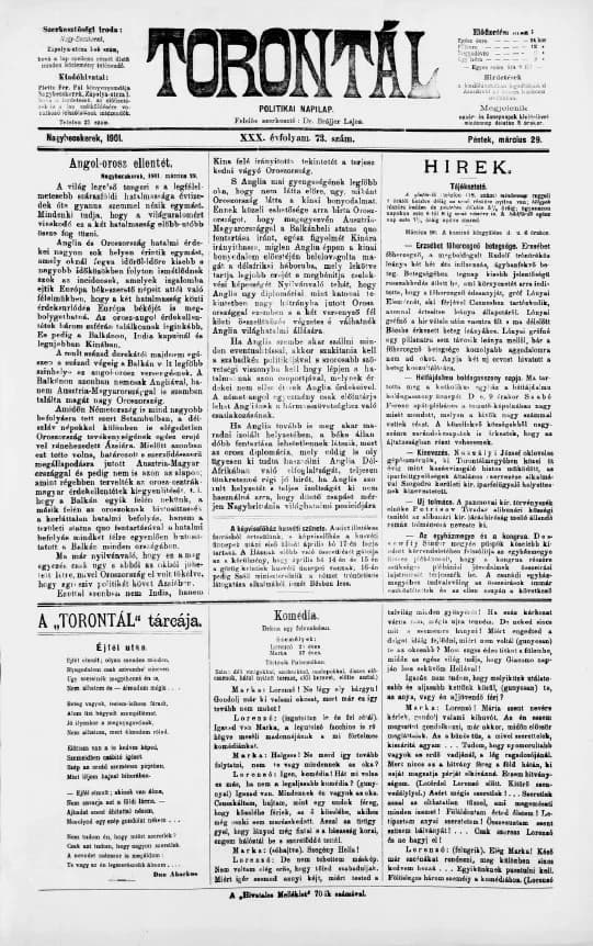 Torontál, 30. évf. 1901. március 29. 73. sz.