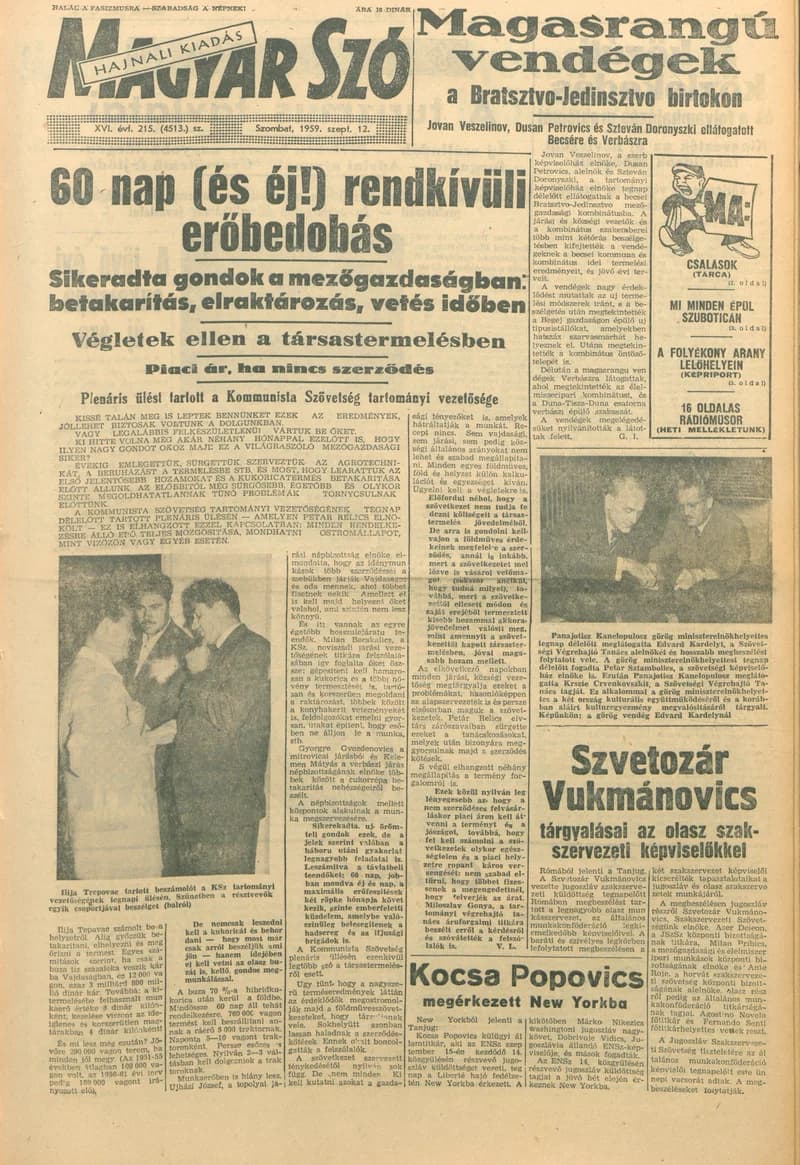 Magyar Szó, 16. évf. 1959. szeptember 12. 215. sz. 1–22. oldal