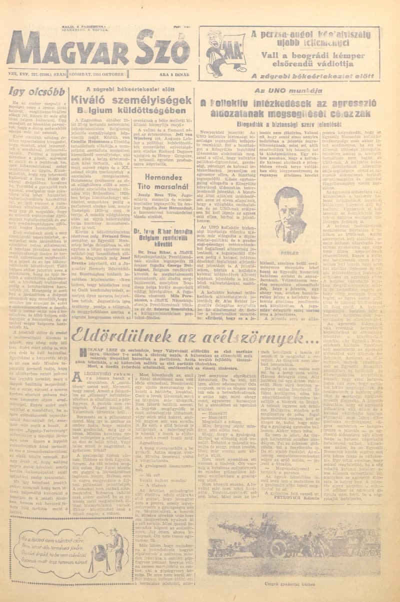Magyar Szó, 8. évf. 1951. október 6. 237. sz. 1–8. oldal