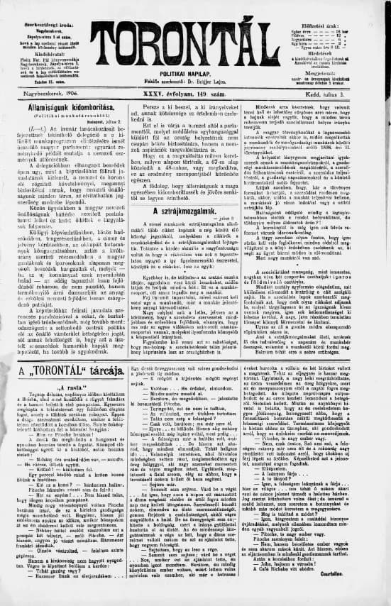 Torontál, 35. évf. 1906. július 3. 149. sz.