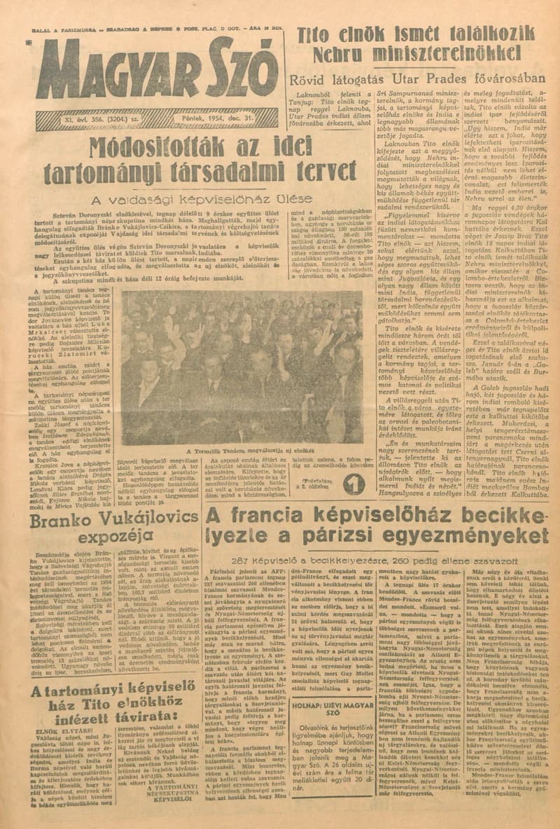 Magyar Szó, 11. évf. 1954. december 31. 356. sz. 1–10. oldal