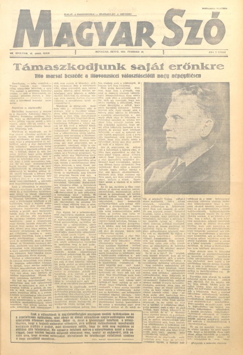 Magyar Szó, 7. évf. 1950. február 20. 43. sz. 1–4. oldal