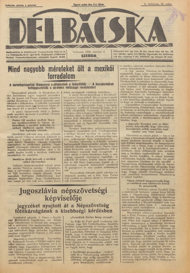 Délbácska, 10. évf. 1929. március 6. 55. sz.