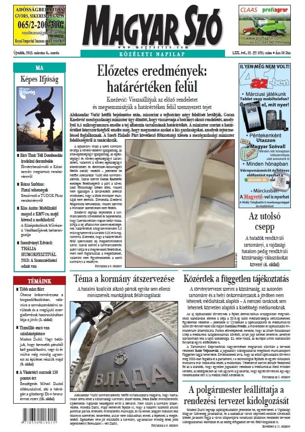 Magyar Szó, 70. évf. 2013. március 6. 52. sz. 1–20. oldal