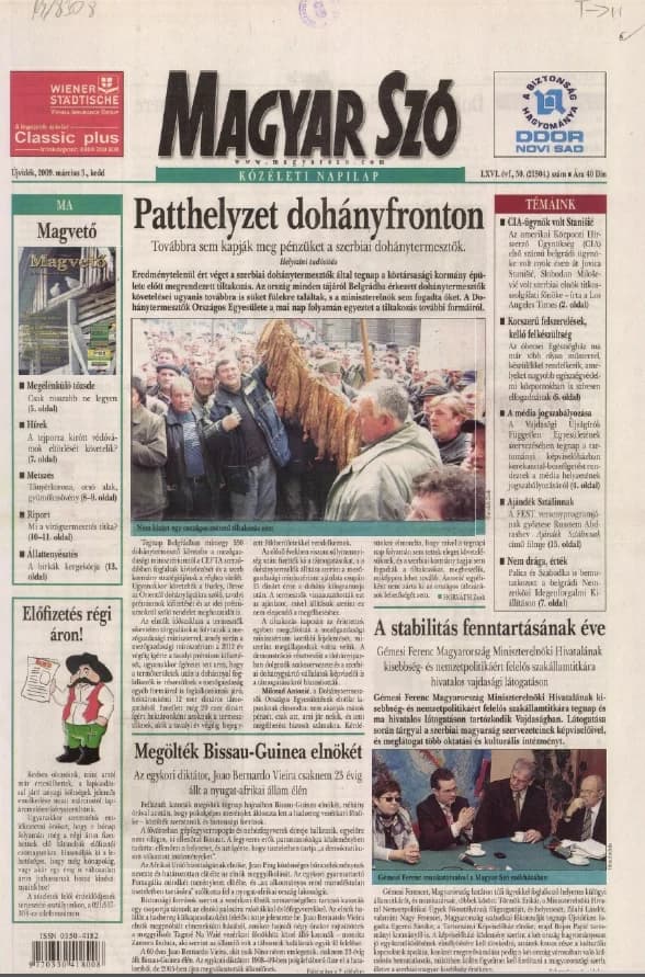 Magyar Szó, 66. évf. 2009. március 3. 50. sz. 1–20. oldal