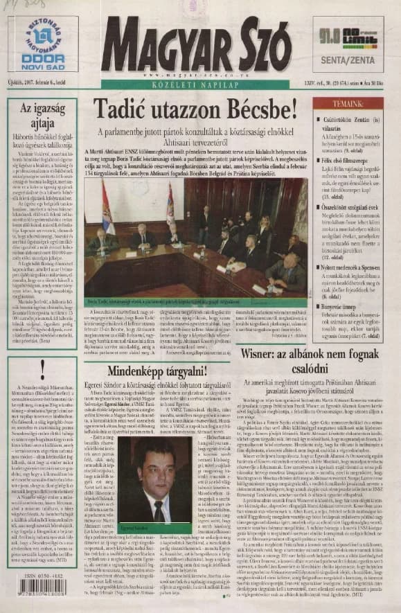 Magyar Szó, 64. évf. 2007. február 6. 30. sz. 1–20. oldal