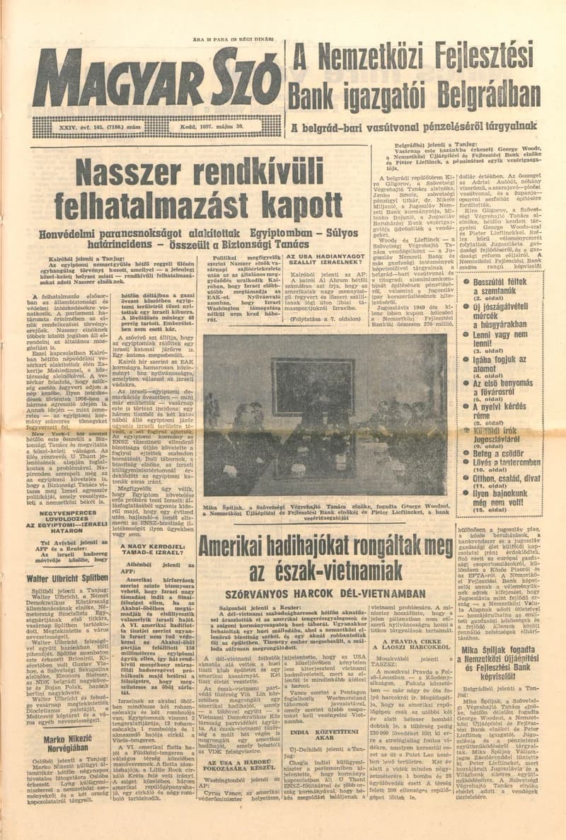 Magyar Szó, 24. évf. 1967. május 30. 145. sz. 1–16. oldal