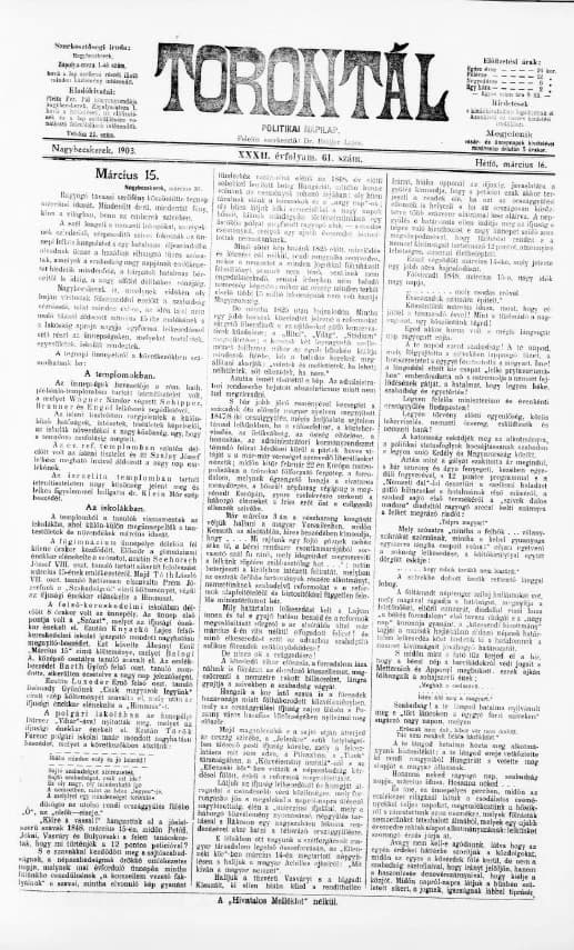 Torontál, 32. évf. 1903. március 16. 61. sz.