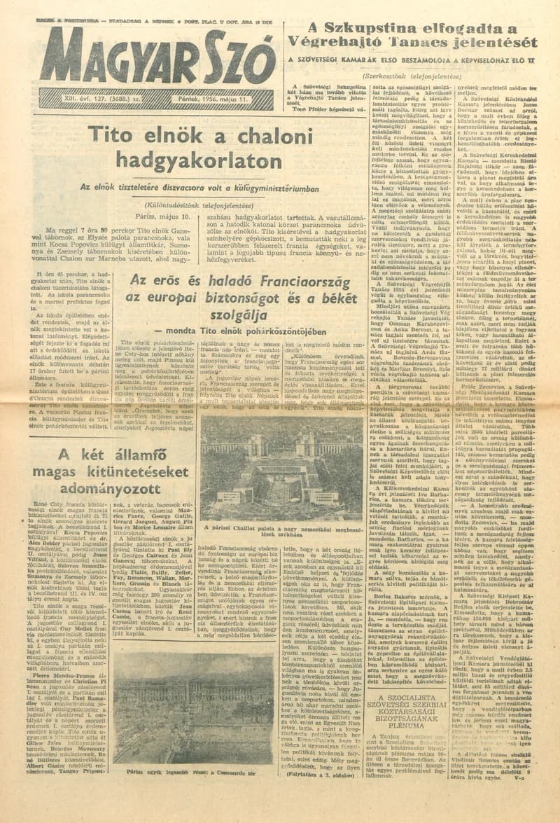 Magyar Szó, 13. évf. 1956. május 11. 127. sz. 1–8. oldal