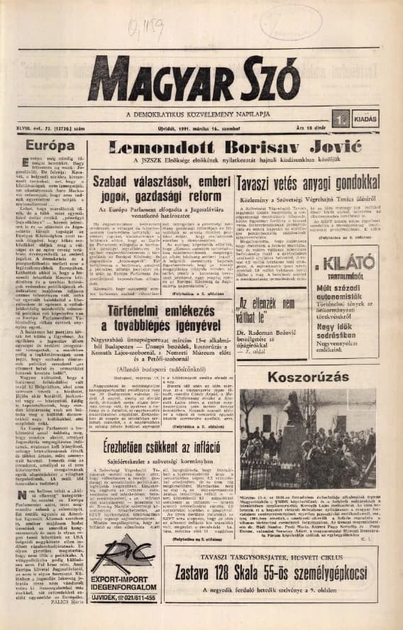 Magyar Szó, 48. évf. 1991. március 16. 73. sz. 1–24. oldal