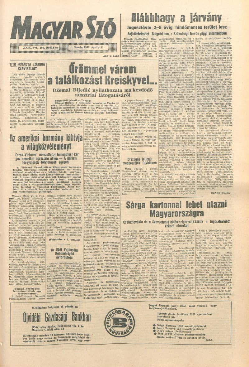 Magyar Szó, 29. évf. 1972. április 12. 101. sz. 1–20. oldal