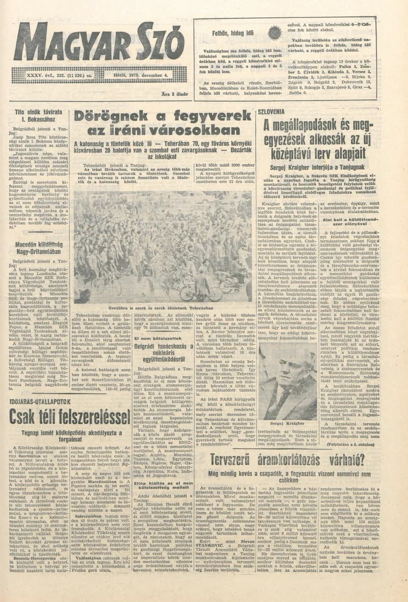 Magyar Szó, 35. évf. 1978. december 4. 332. sz. 1–8. oldal