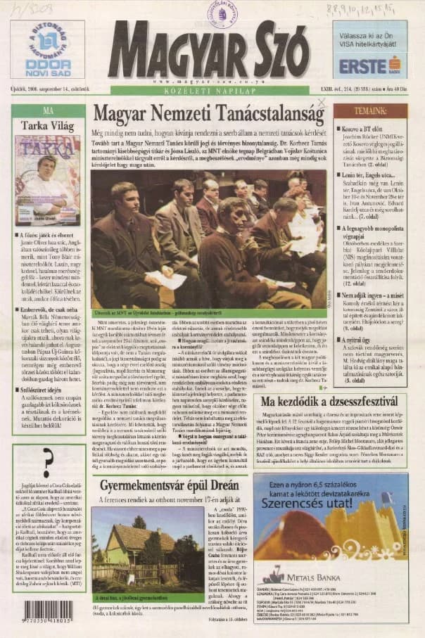 Magyar Szó, 63. évf. 2006. szeptember 14. 214. sz. 1–20. oldal