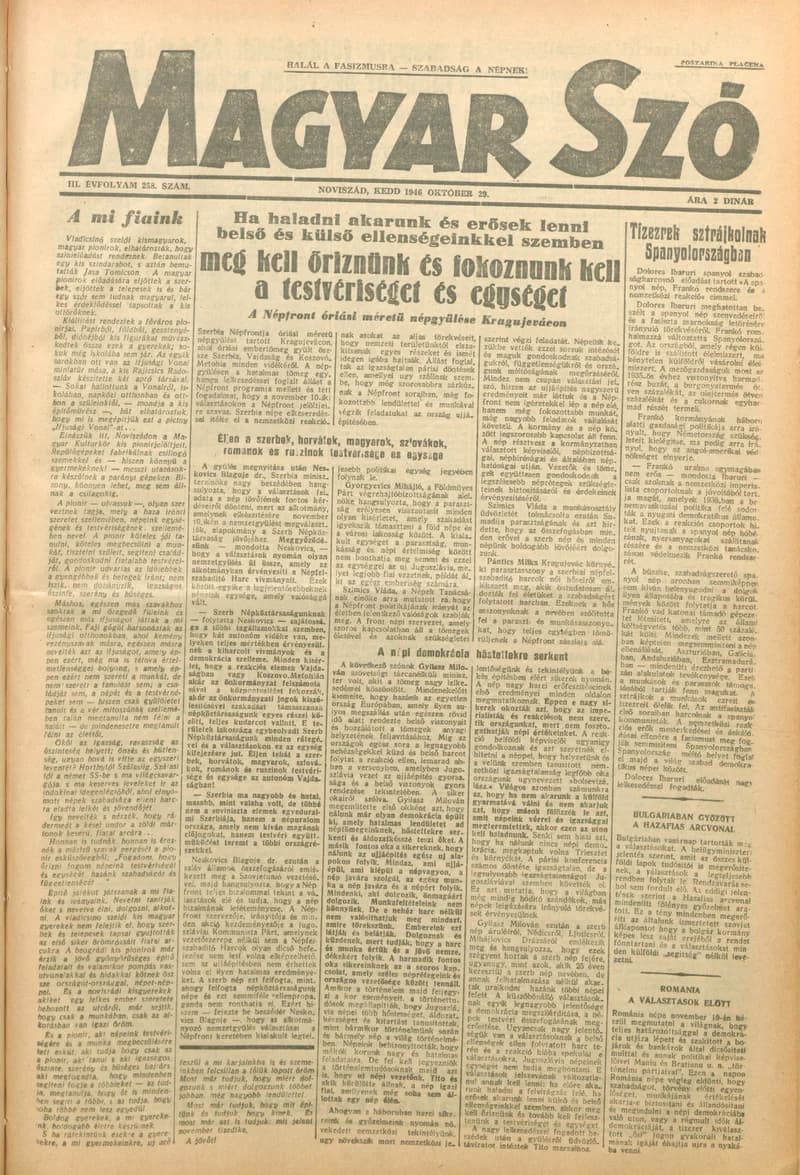 Magyar Szó, 3. évf. 1946. október 29. 258. sz. 1–6. oldal