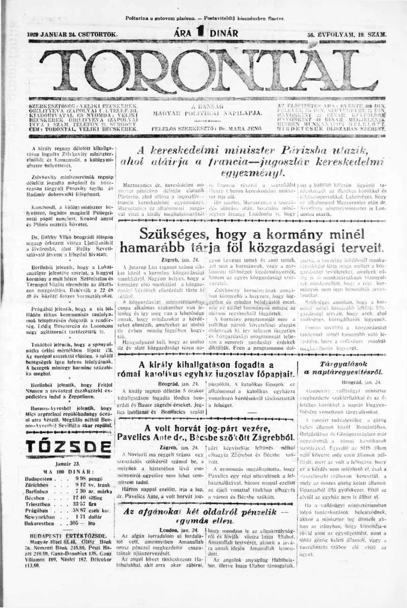 Torontál, 58. évf. 1929. január 24. 19. sz.