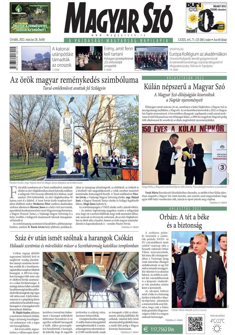 Magyar Szó, 79. évf. 2022. március 28. 71. sz. 1–16. oldal
