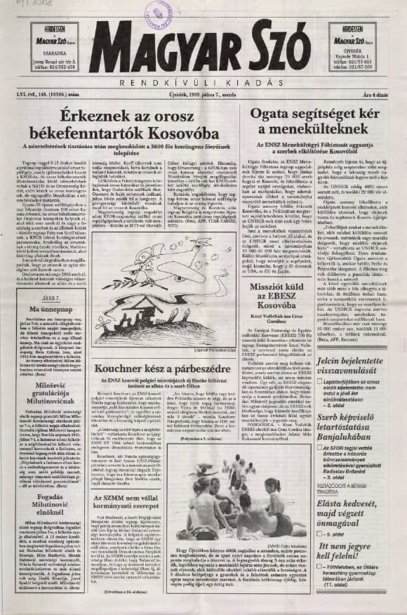 Magyar Szó, 56. évf. 1999. július 7. 148. sz. 1–16. oldal