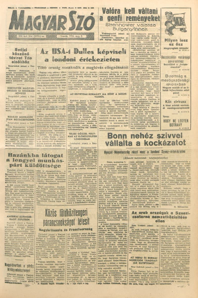 Magyar Szó, 13. évf. 1956. augusztus 8. 214. sz. 1–10. oldal