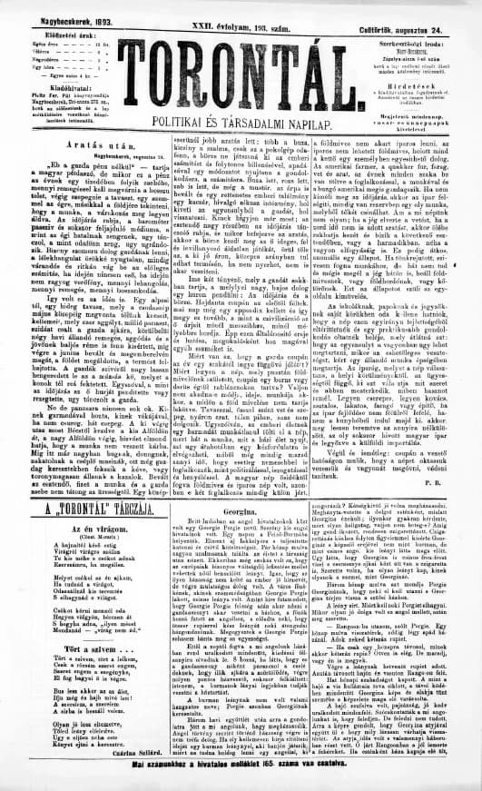 Torontál, 22. évf. 1893. augusztus 24. 193. sz.