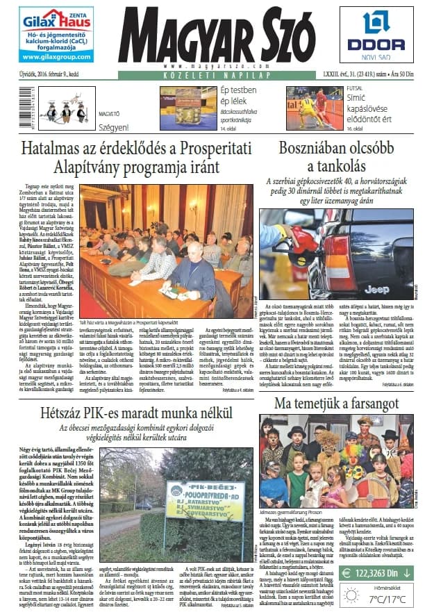 Magyar Szó, 73. évf. 2016. február 9. 31. sz. 1–20. oldal