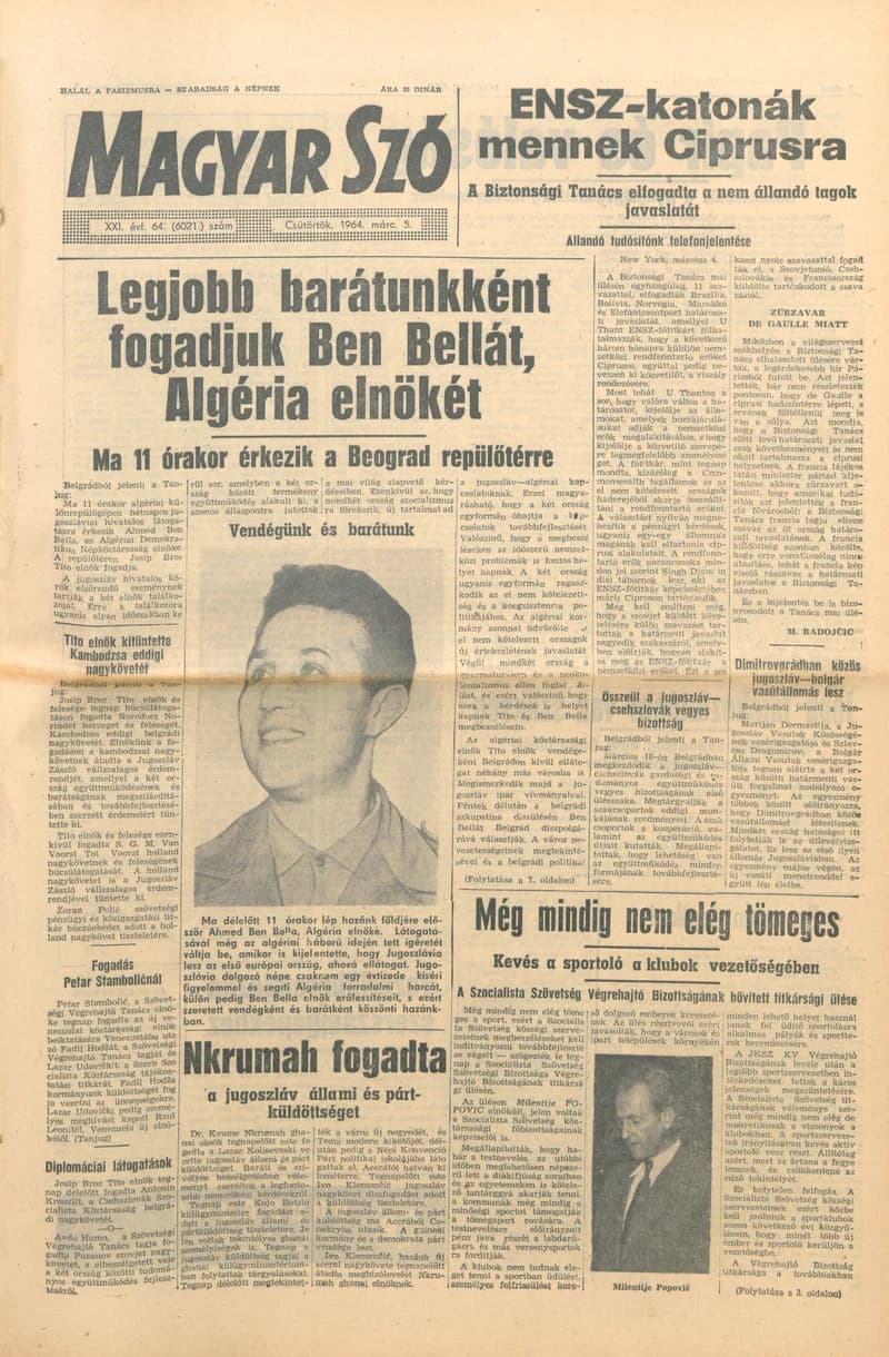 Magyar Szó, 21. évf. 1964. március 5. 64. sz. 1–16. oldal