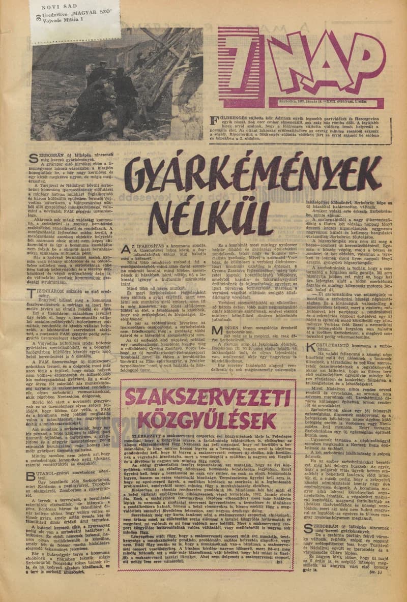7 Nap, 17. évf. 1962. január 19. 3. sz. 1–20. oldal