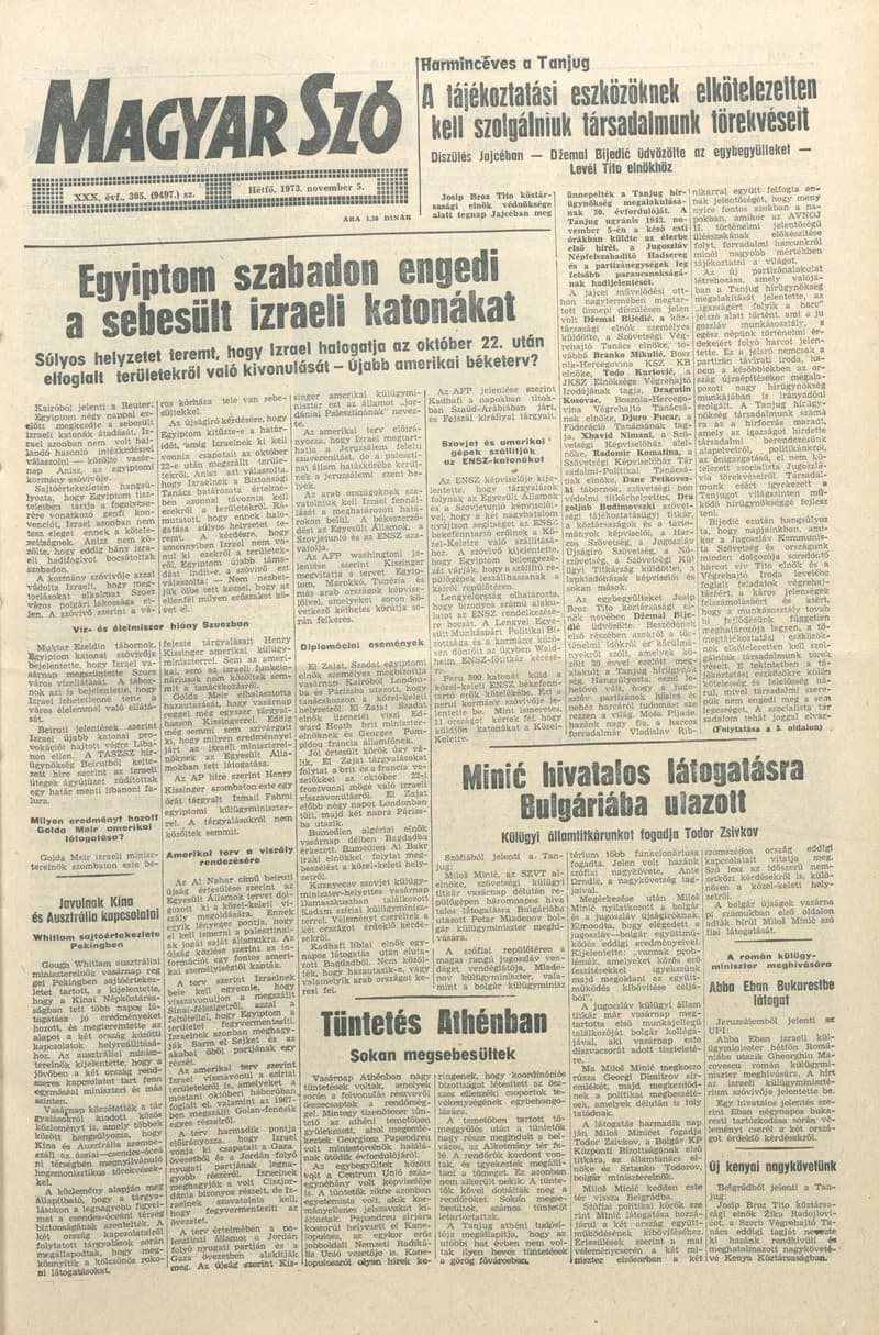 Magyar Szó, 30. évf. 1973. november 5. 305. sz.