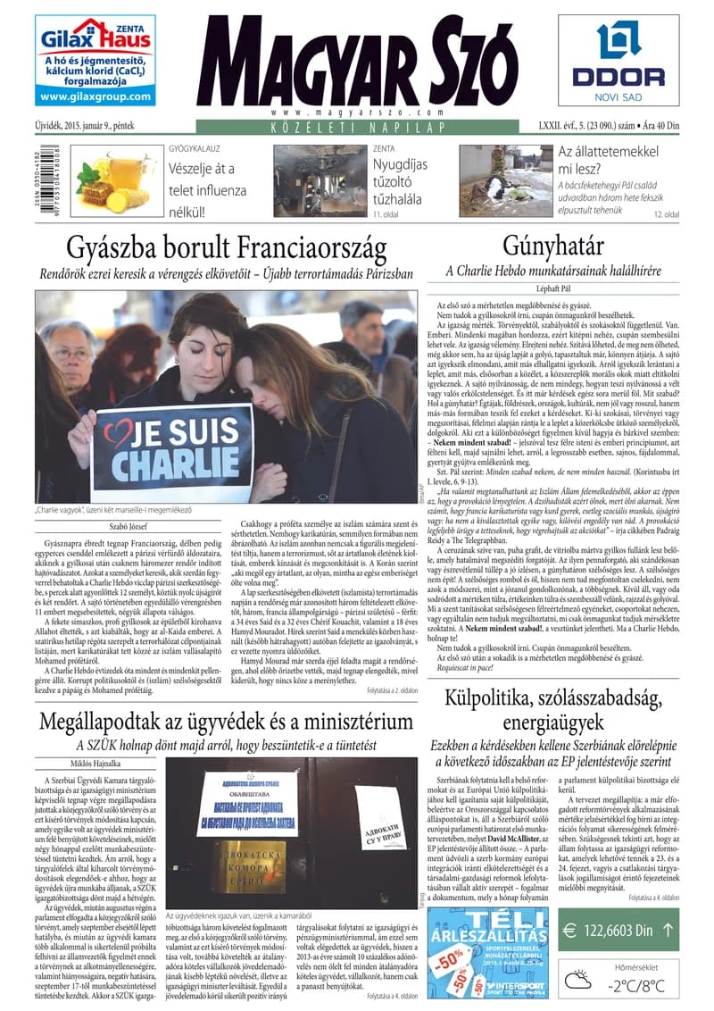 Magyar Szó, 72. évf. 2015. január 9. 5. sz. 1–16. oldal