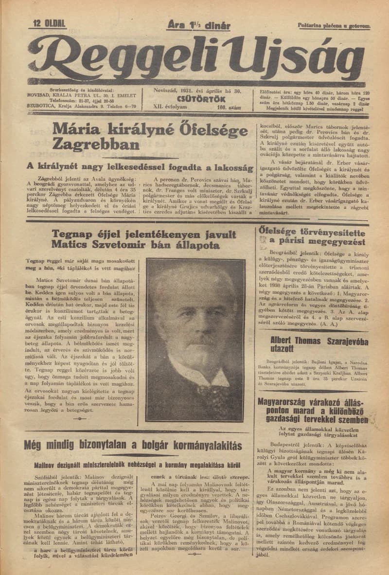 Reggeli Újság, 12. évf. 1931. április 30. 100. sz.