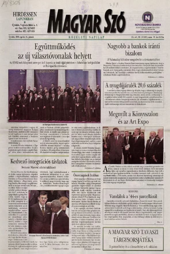 Magyar Szó, 60. évf. 2003. április 18. 92. sz. 1–16. oldal
