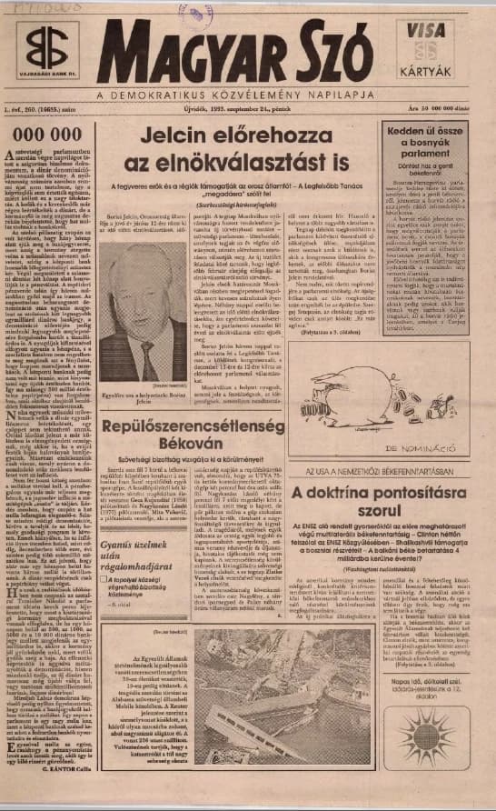 Magyar Szó, 50. évf. 1993. szeptember 24. 260. sz. 1–16. oldal