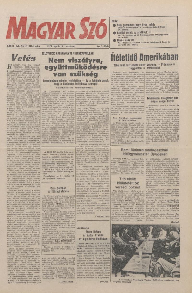 Magyar Szó, 36. évf. 1979. április 8. 96. sz. 1–28. oldal
