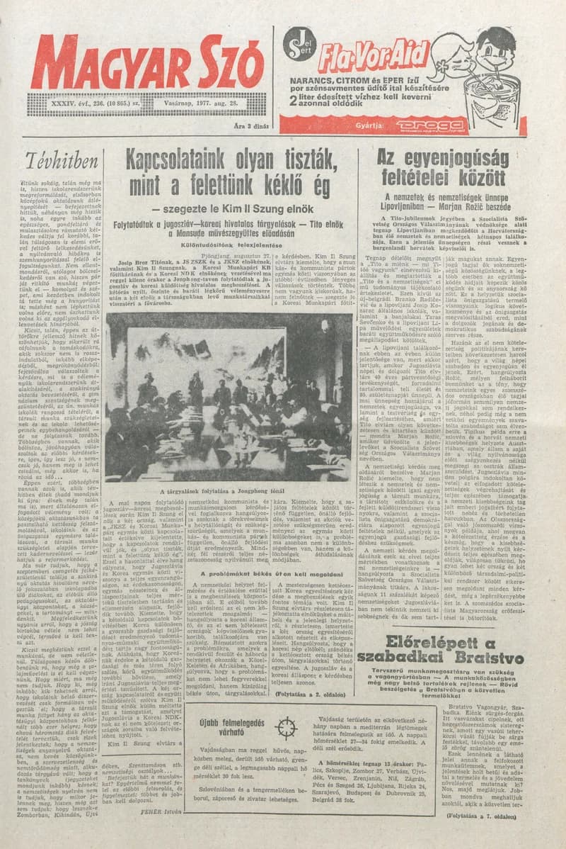 Magyar Szó, 34. évf. 1977. augusztus 28. 236. sz.