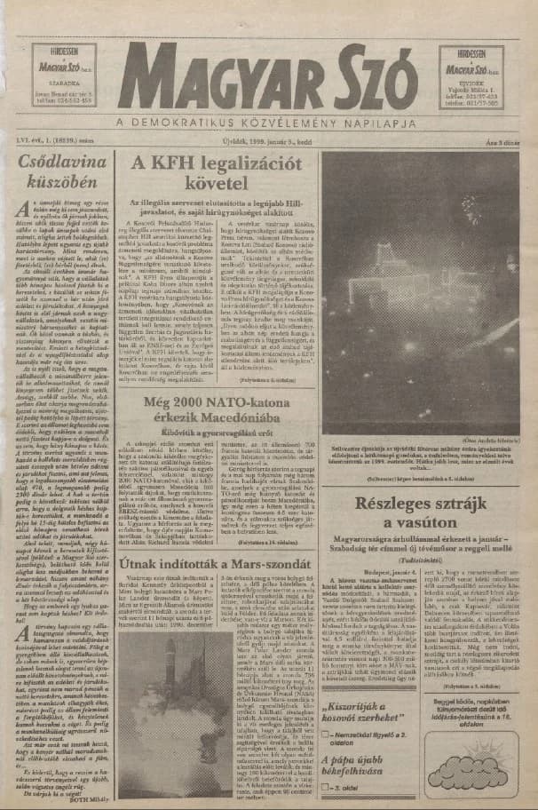 Magyar Szó, 56. évf. 1999. január 5. 1. sz. 1–16. oldal