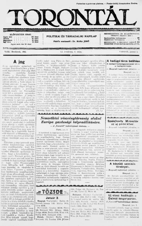 Torontál, 51. évf. 1922. január 5. 4. sz.