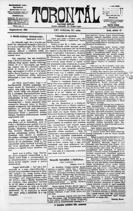 Torontál, 25. évf. 1896. október 27. 247. sz.