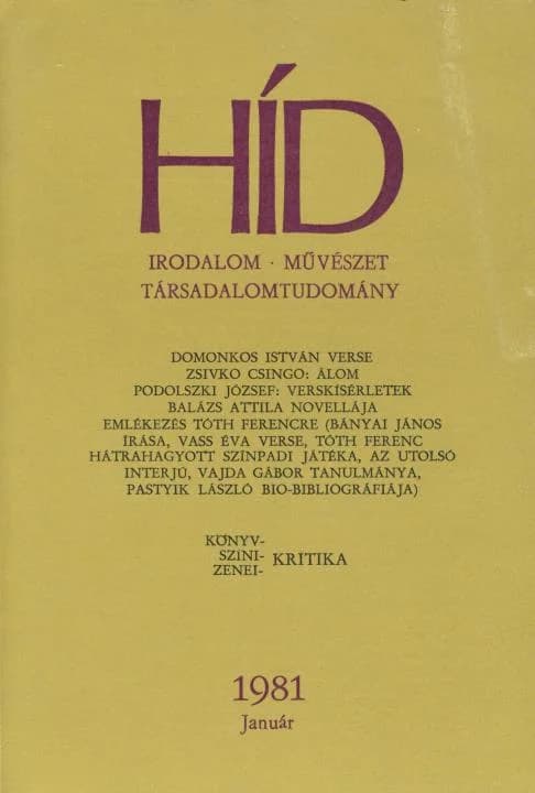 Híd, 45. évf. 1981. január. 1. sz. 1–120. oldal