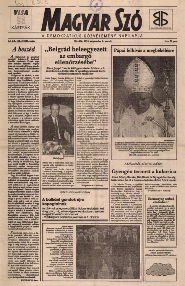 Magyar Szó, 51. évf. 1994. szeptember 9. 192. sz. 1–16. oldal