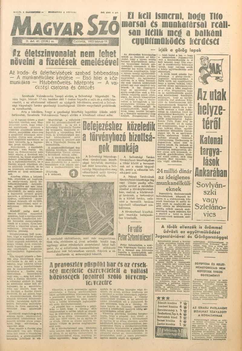 Magyar Szó, 10. évf. 1953. február 19. 49. sz. 1–10. oldal