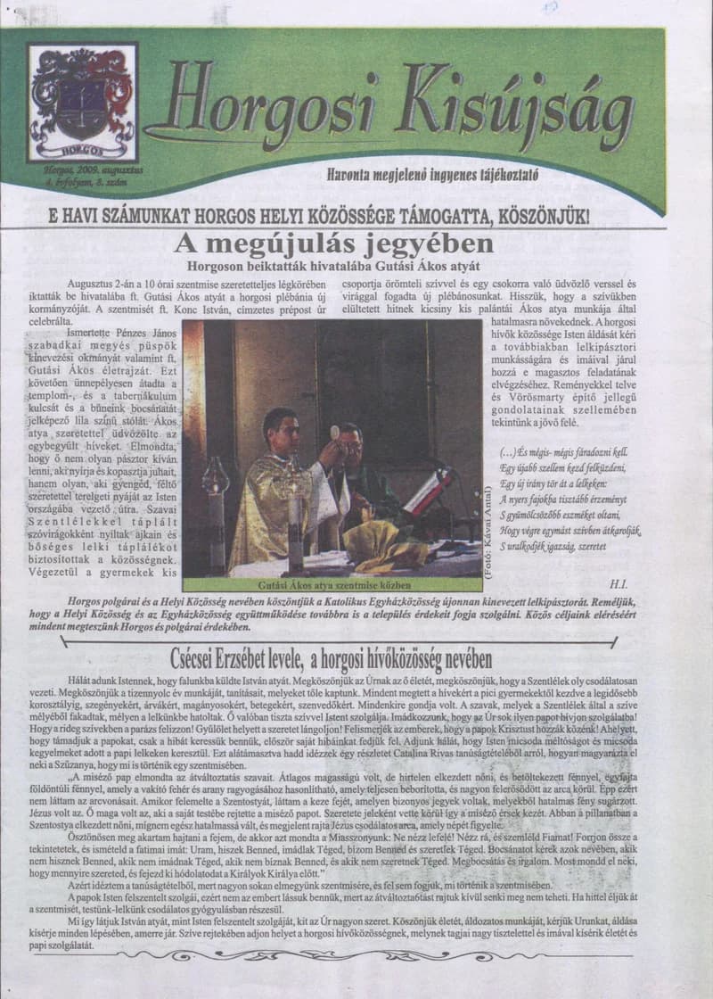 Horgosi Kisújság, 4. évf. 2009. augusztus. 8. sz.