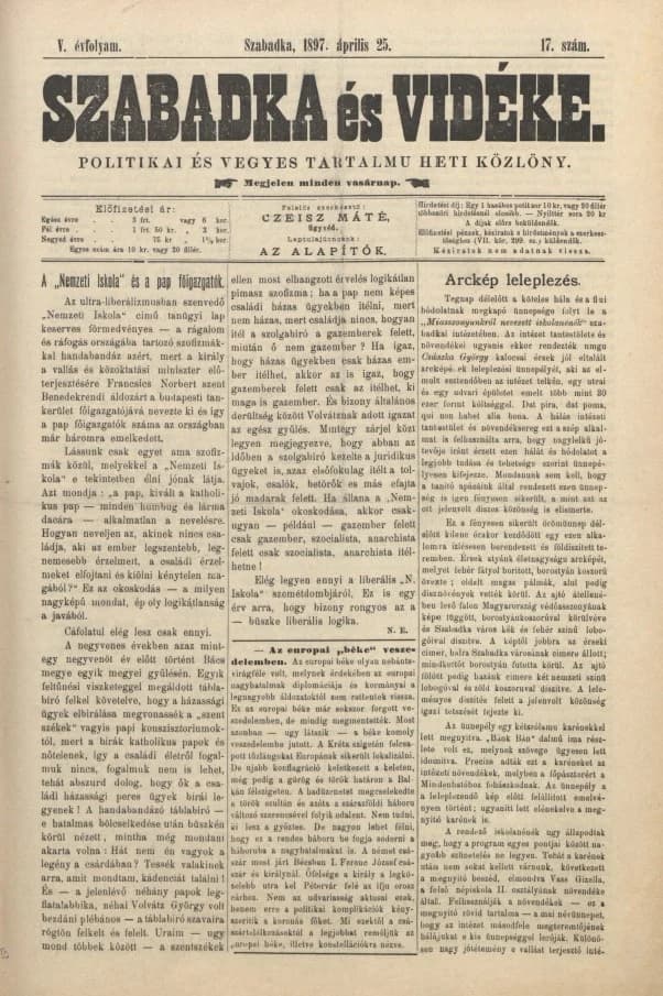 Szabadka és vidéke II, 5. évf. 1897. április 25. 17. sz.