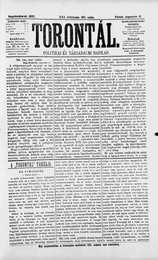 Torontál, 21. évf. 1892. augusztus 12. 165. sz.
