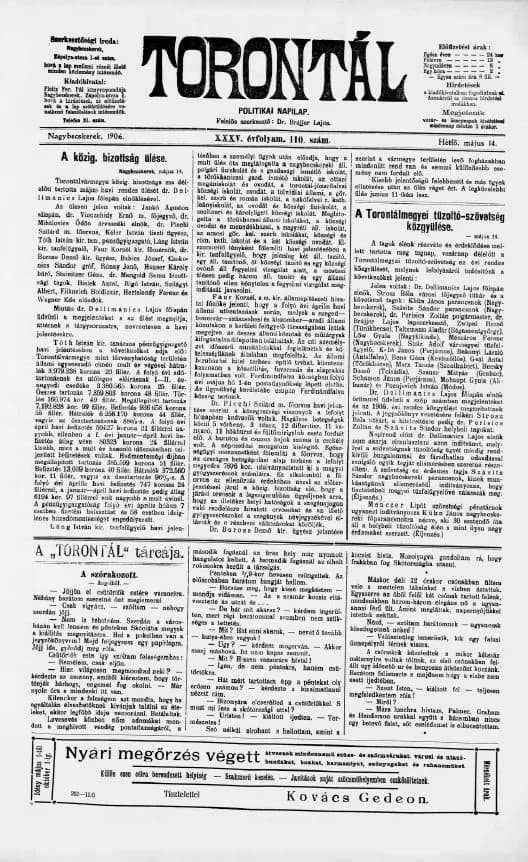 Torontál, 35. évf. 1906. május 14. 110. sz.