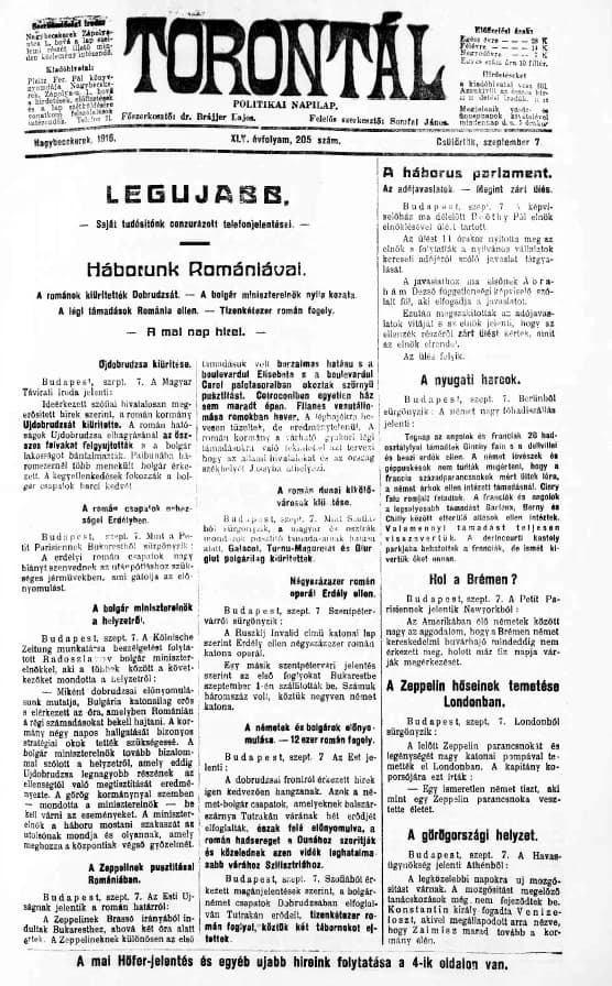 Torontál, 45. évf. 1916. szeptember 7. 205. sz.