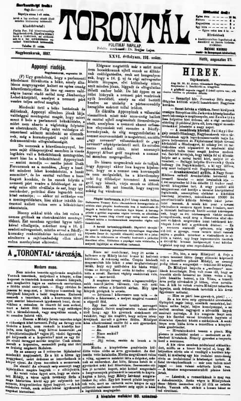 Torontál, 26. évf. 1897. augusztus 23. 191. sz.