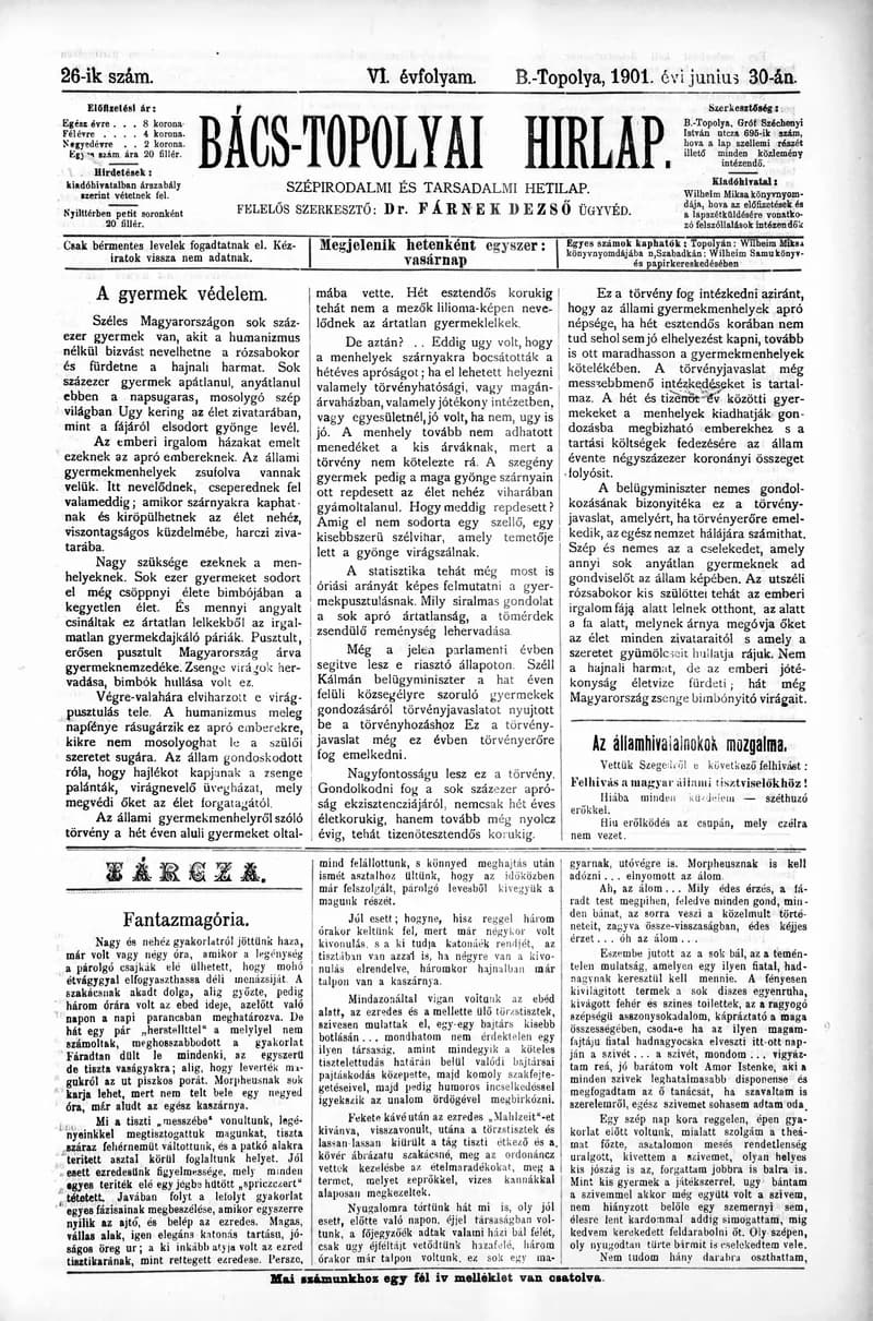 Bács-Topolyai Hirlap, 6. évf. 1901. június 30. 26. sz.