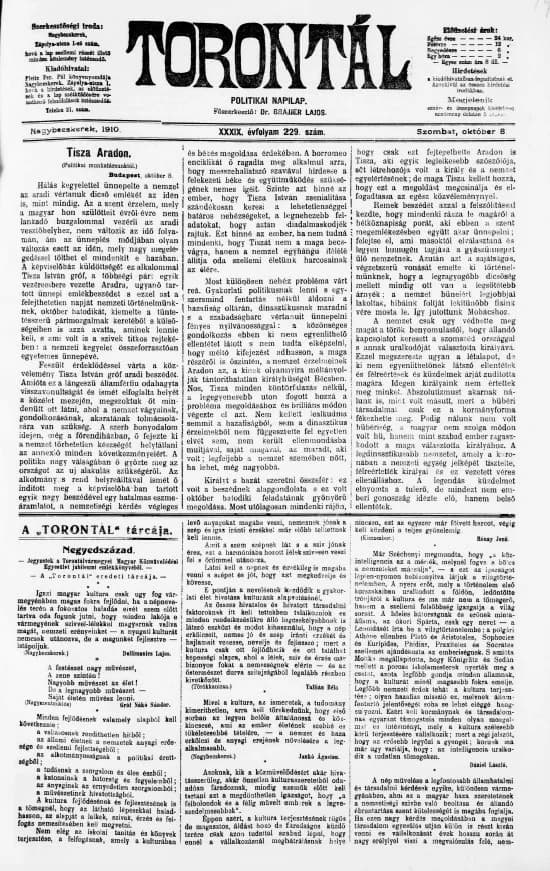 Torontál, 39. évf. 1910. október 8. 229. sz.